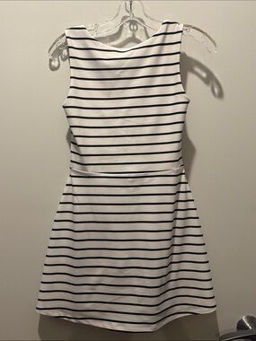 Abercrombie White and Navy Striped Fit & Flare Dress